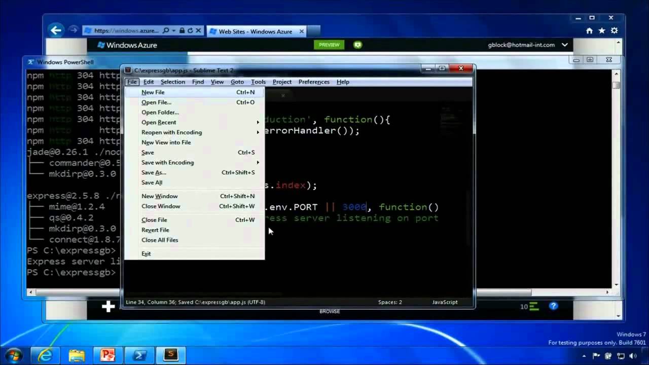 Deploy Node.js on Windows Azure